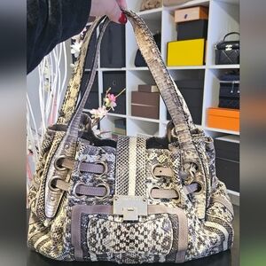 Jimmy Choo Exotic Snake & Suede Trimp Bag